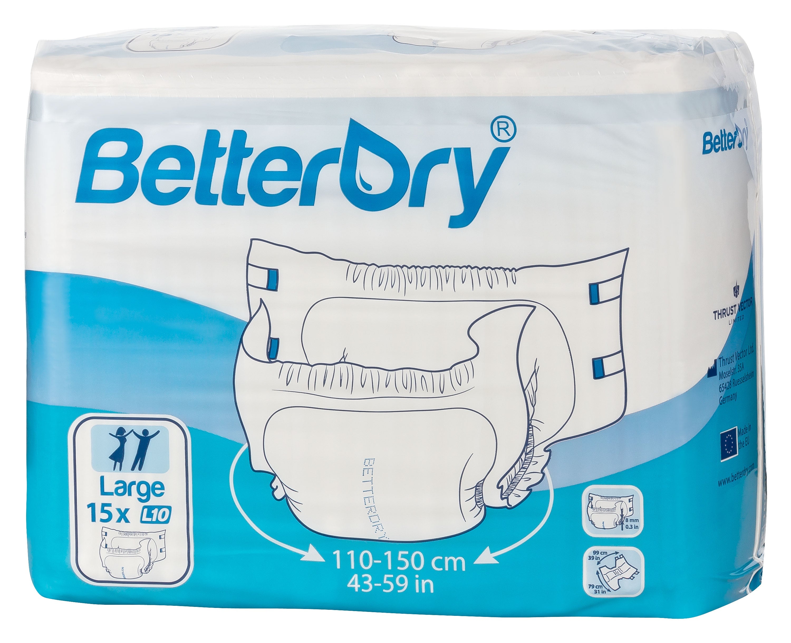 BetterDry 10 / Adult Diapers - Crinklz - 10600P