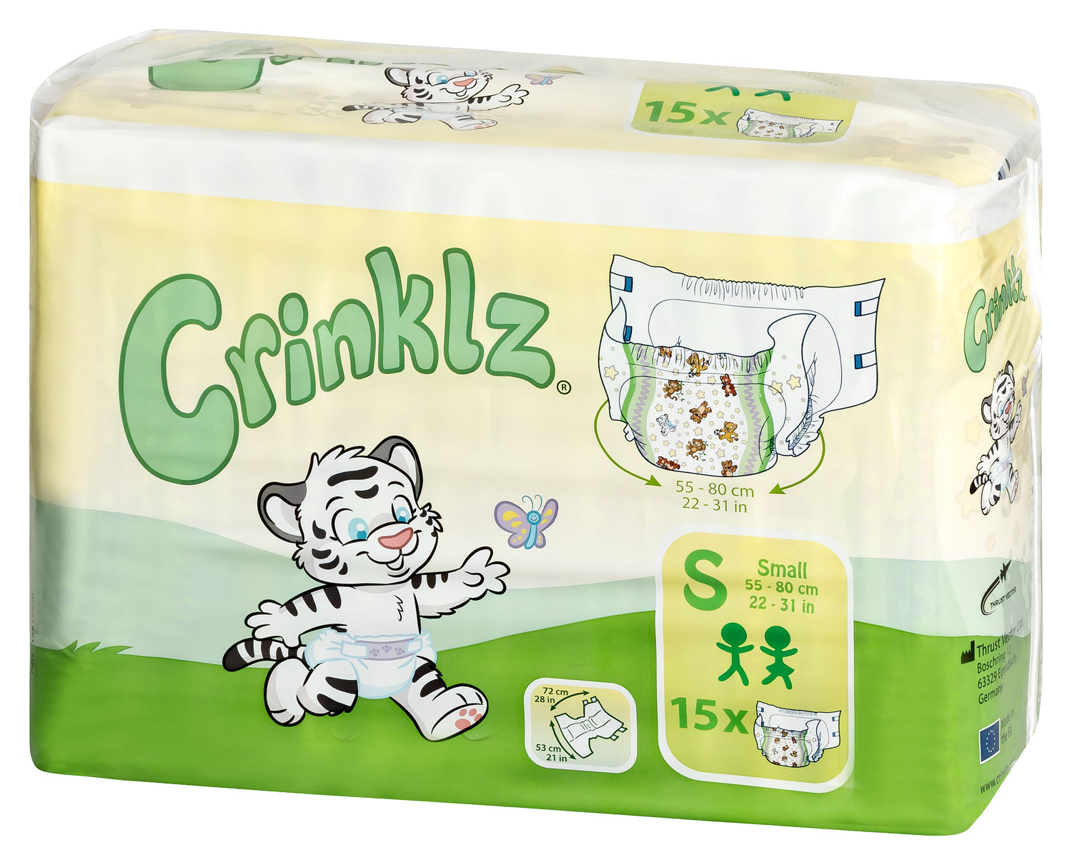 Crinklz Original adult diaper polybag size S front view